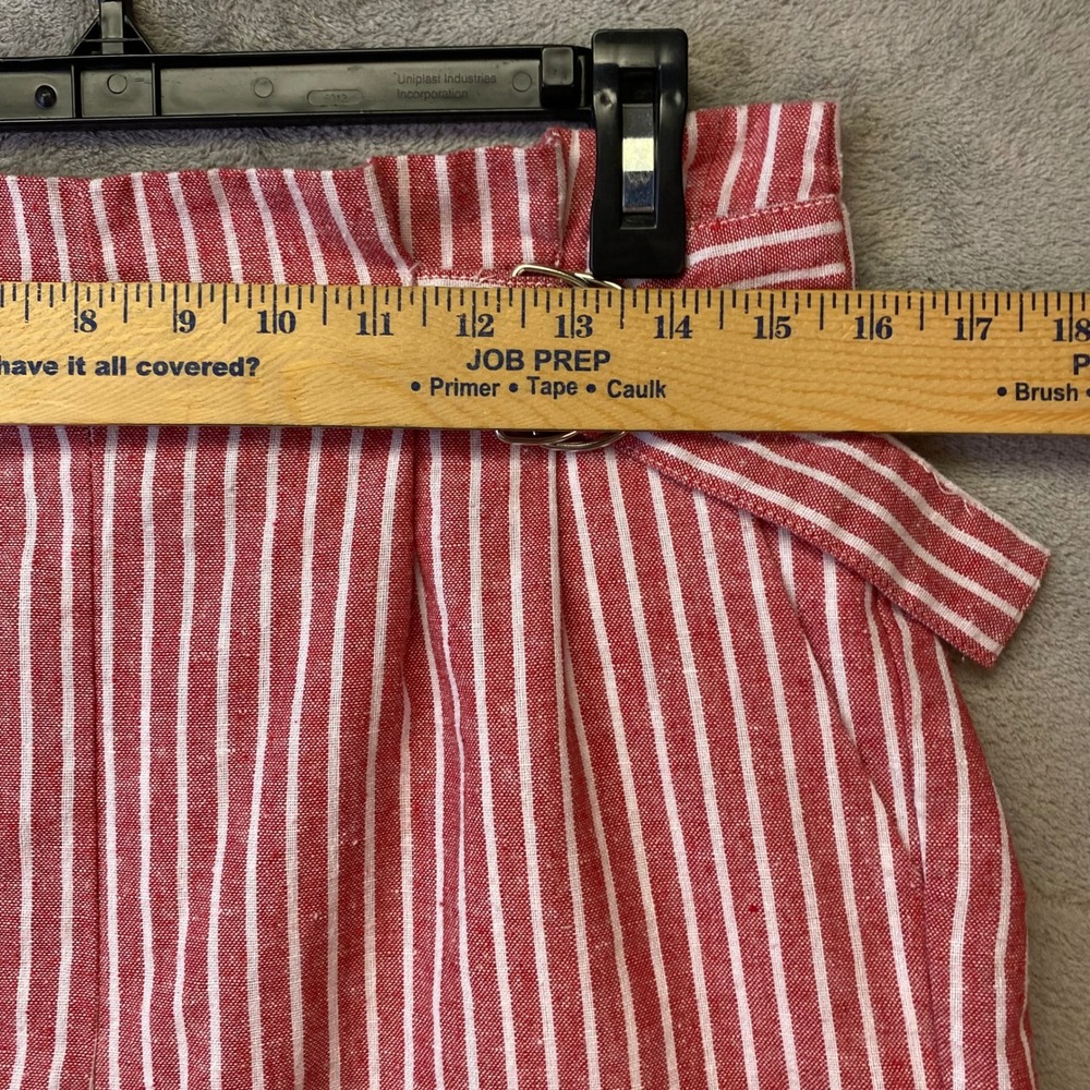 Ci Sono Red White Striped Paperbag Waist Shorts Size Large Cuffed Belted Summer - Picture 3 of 6